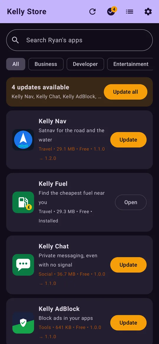Kelly Store dark mode